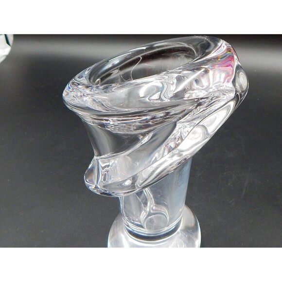 Vannes Cristal Crystal Calla Lily Vase Flower 7 Inch Clear Art Glass Signed - Picture 11 of 13